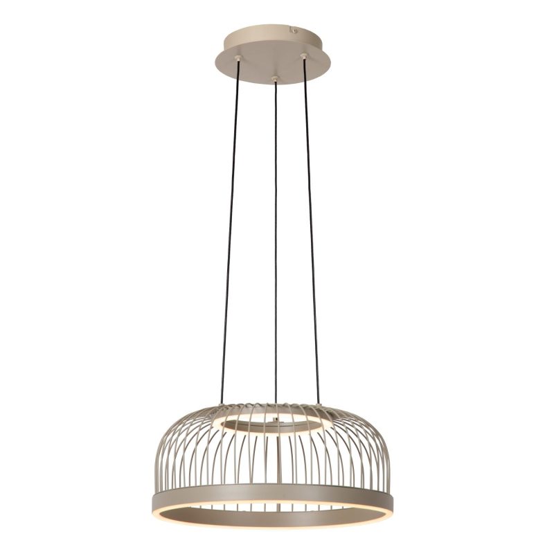 LUCIDE RIXANNE - Pendelleuchte - Ø 40 cm - LED 3 StepDim - CCT - 1x22W 2200K/4000K - Taupe - Vibes