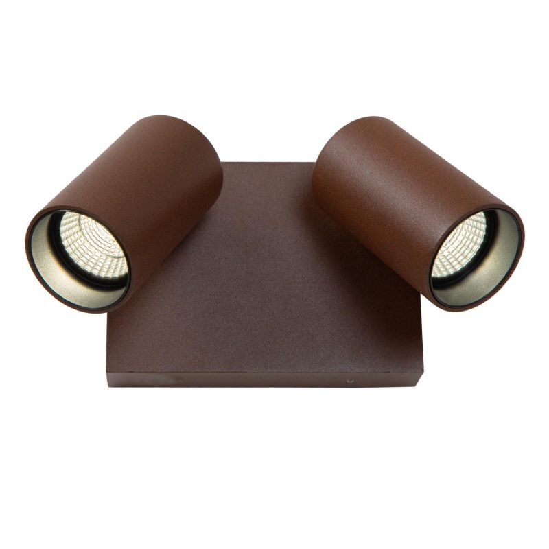 LUCIDE EMERIC - Aplique / Lámpara de Pared Interior/Exterior - LED - CCT - 2x9,5W 2200K/3000K - IP54 - Marrón Óxido - Esencial