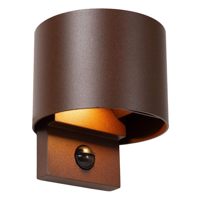 LUCIDE TADZIO - Applique Intérieure/Extérieure - LED - CCT - 1x7W 2700K/4000K - IP65 - Capteur de Mouvement - Brun Rouillé - Essential