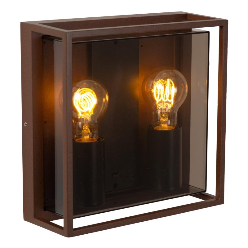 LUCIDE COZETTE - Applique Interno/Esterno - 2xE27 - IP65 - Marrone Ruggine - Essenziale