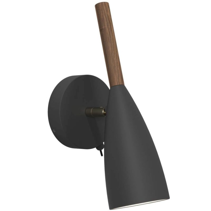 Nordlux Applique orientabile GU10 nera, metallo e legno