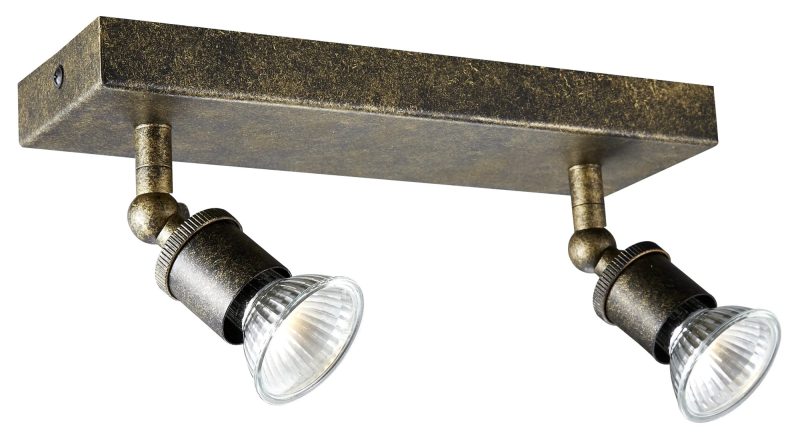 Fantasia Stuga plafonnier rouille rectangle 2x GU10 5W LED dimmable