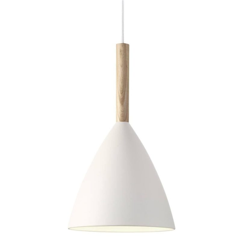 Nordlux Hanglamp wit, metaal en hout, E27 fitting, Ø20 cm, H35 cm