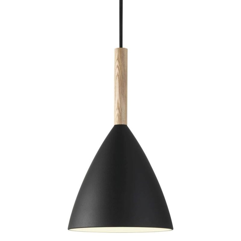 Nordlux Pendelleuchte schwarz Metall und Holz, E27, dimmbar