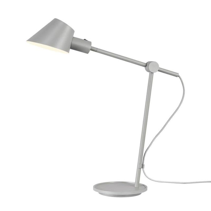 Nordlux Tischlampe grau Metall mit Textilkabel, E27 Fassung max. 40W