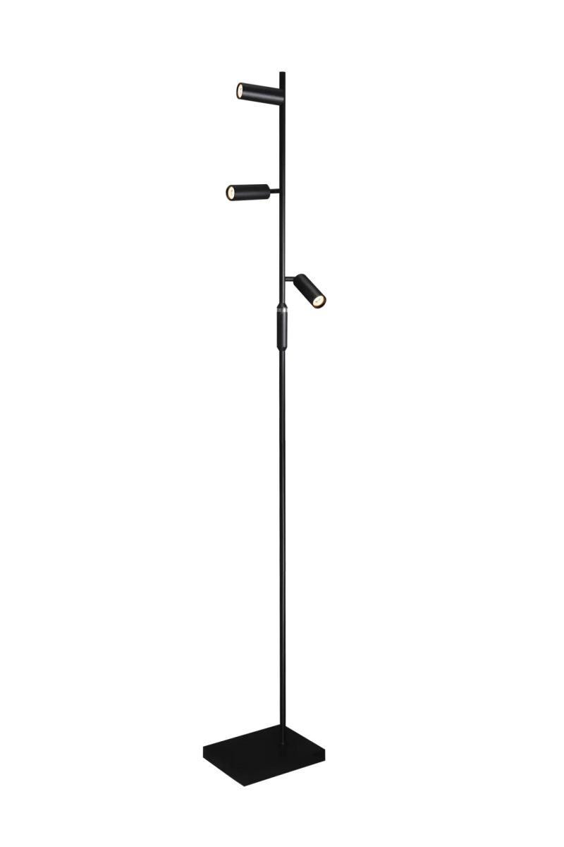 Fantasia Lopal LED vloerlamp 3 kokers dimbaar zwart aluminium