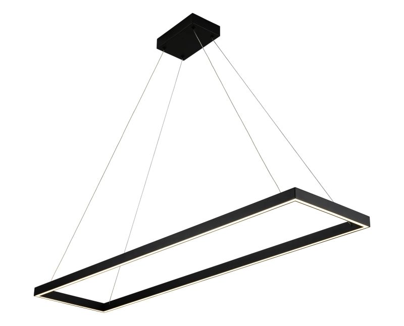 Fantasia Guri LED hanglamp rechthoek zwart 30x120cm 53W dimbaar