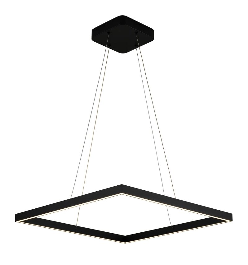 Fantasia Guri LED-Pendelleuchte quadratisch schwarz 60x60cm 64W dimmbar