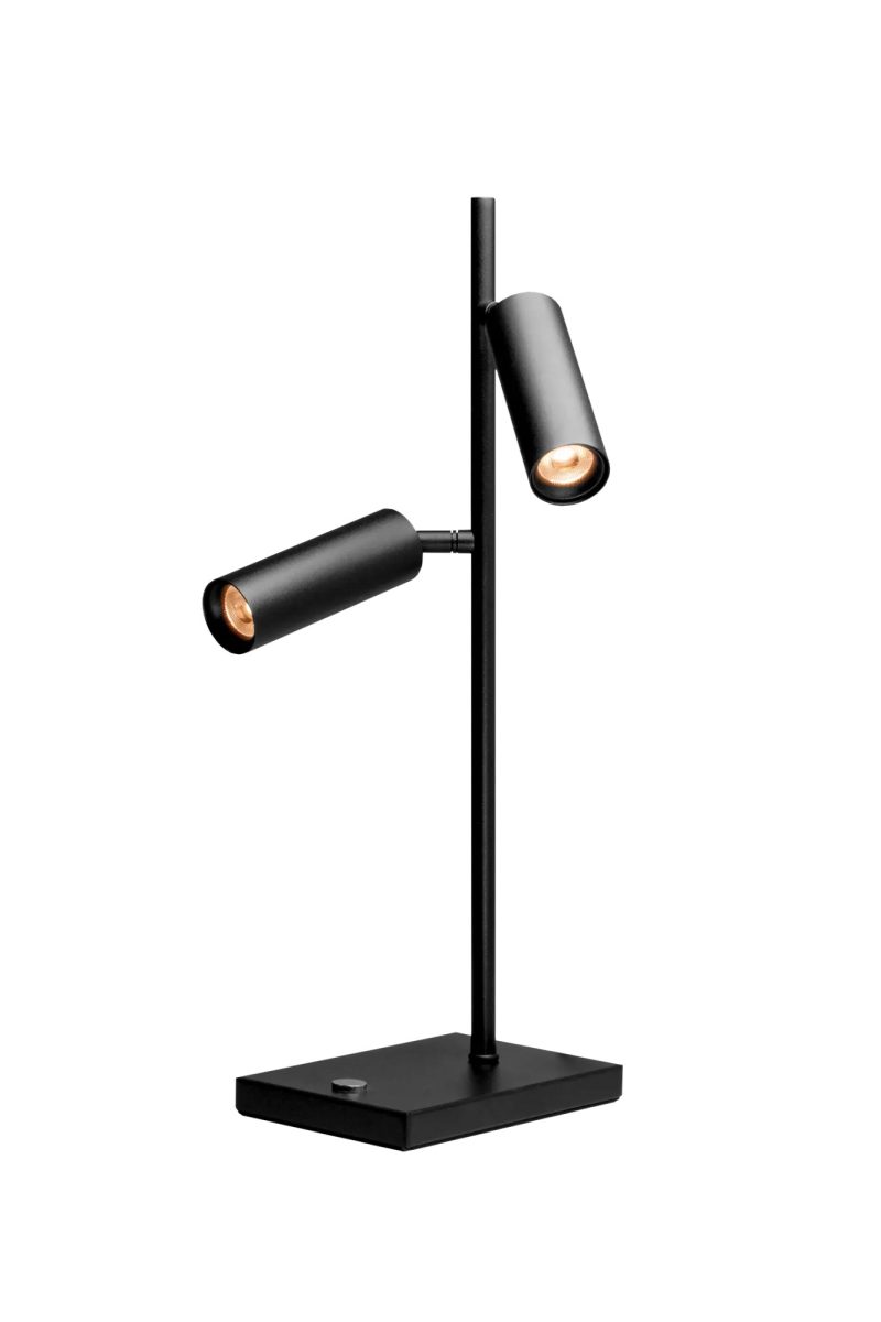 Fantasia Lopal tafellamp zwart, 2 verstelbare spots, dimbare LED