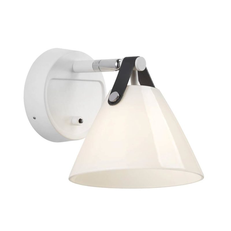 Nordlux Wandlamp glas en leer met G9-fitting, wit, industrieel dimbaar