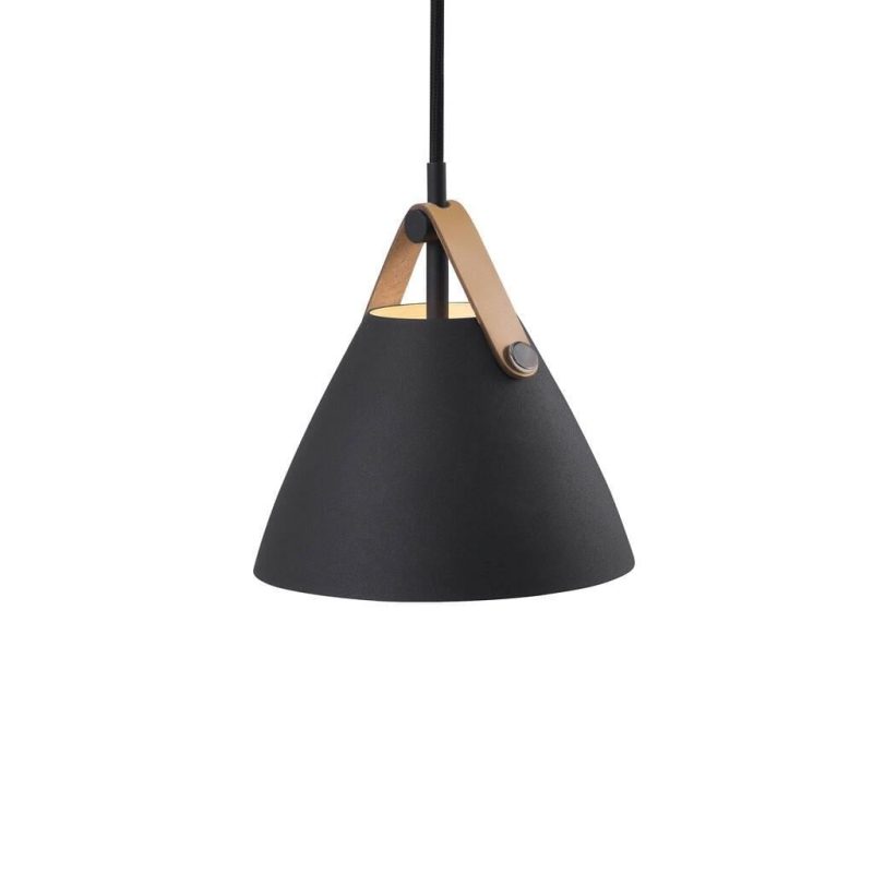 Nordlux Lampada a sospensione scandinava nera metallo pelle GU10