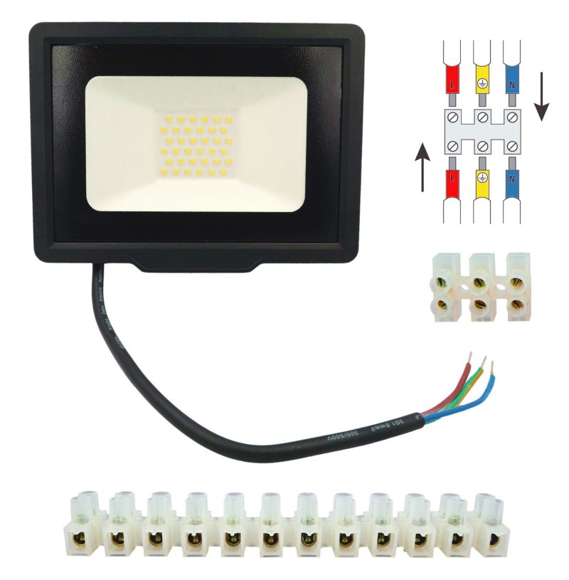 Faretto da parete per esterni LED SMD 30W nero, 2400 lumen, IP65