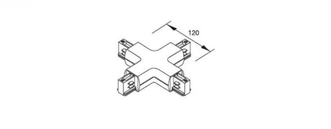Optonica conector X para riel de iluminación, con alimentación