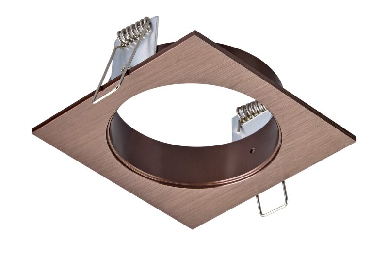 Fantasia Zoom Einbauspot Bronze quadratisch, fester Goldring, GU10