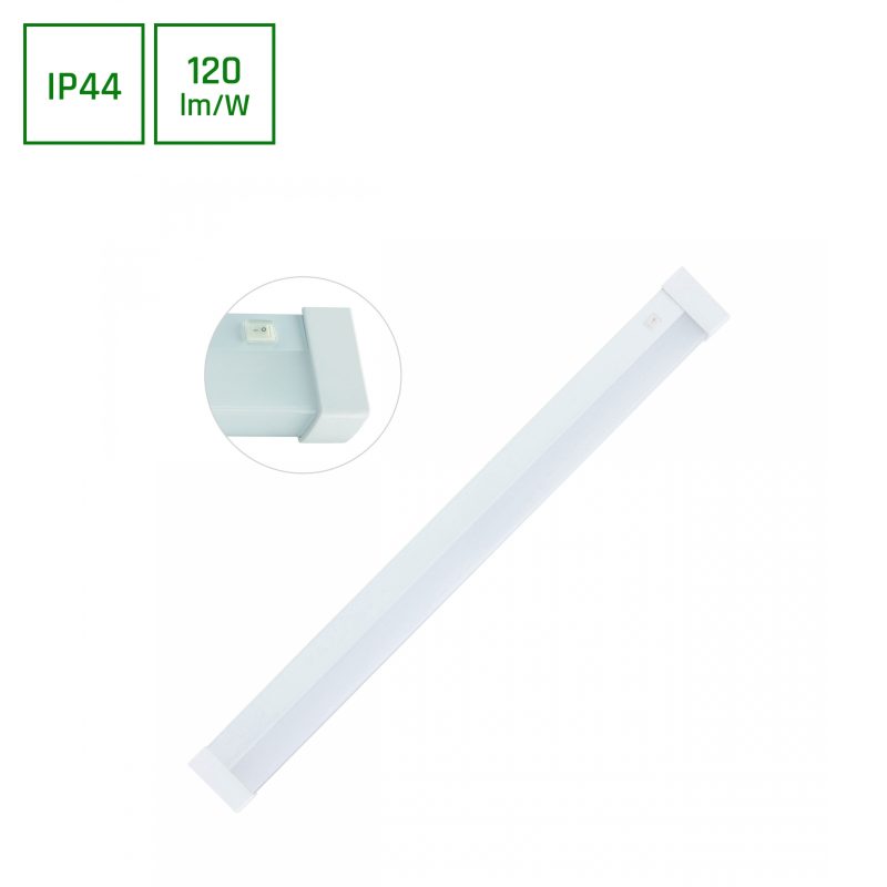 Spectrum LED AQUATICA 15W CW 230V 150DEG IP44 596X46X63 WHITE SQUARE ENDS, SWITCH