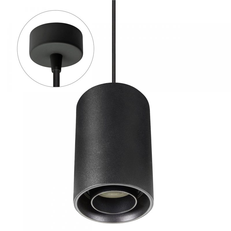 Spectrum LED CHLOE GU10 SUSPENDED GU10 250V IP20 80X130MM BLACK ROUND ADJUSTABLE WITH ROUND BASE