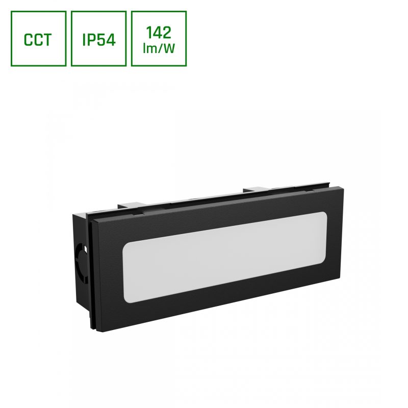 Spectrum LED ENCANTA 6W CCT 230V IP54 230x84x60MM BLACK RECESSED FACADE LAMP