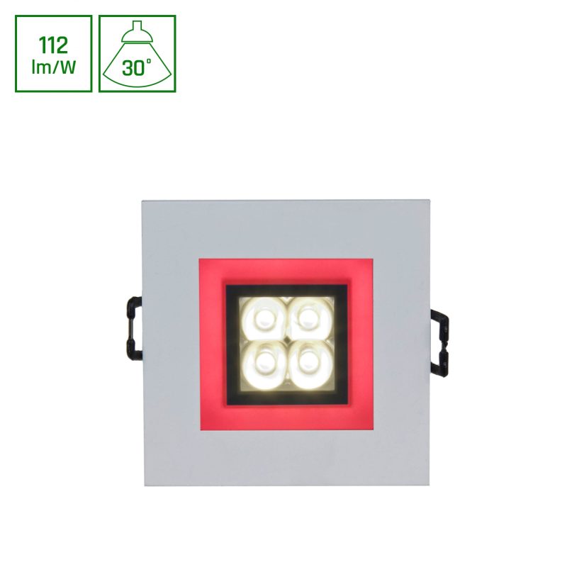 Spectrum LED FIALE 4LED 4X1W 30DEG 230V SQUARE WW LED SPOT RED FRAME