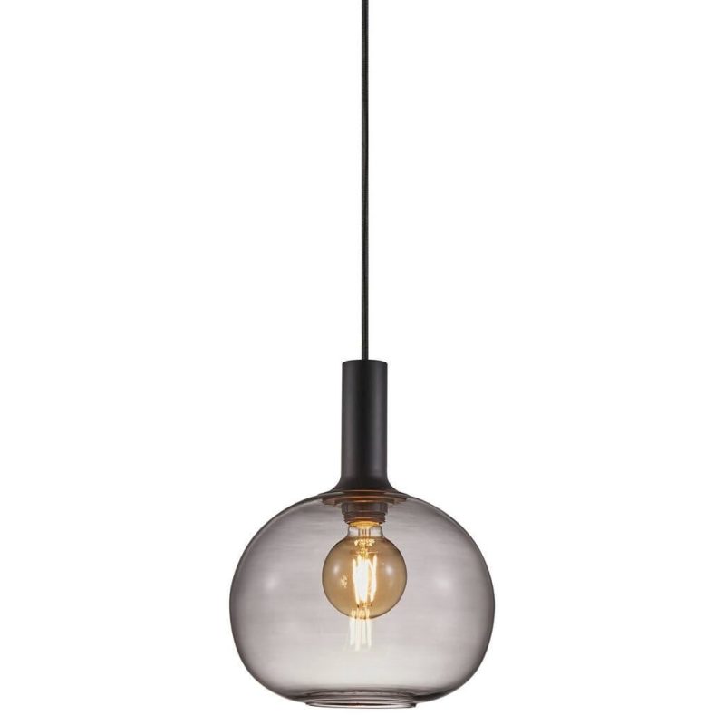 Nordlux Alton 25 Pendelleuchte Rauchglas schwarz E27 Ø23 cm
