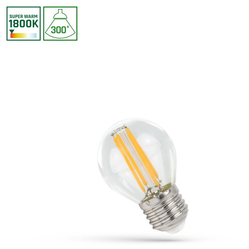 Spectrum LED LED BALL E-27 230V 6W COG 1800K CLEAR SPECTRUM