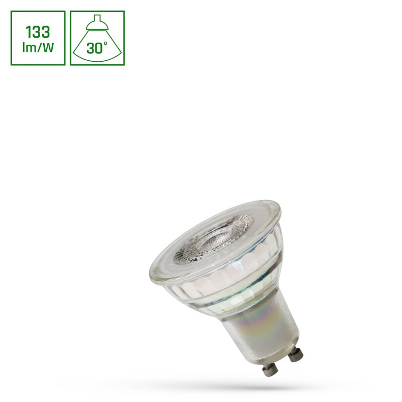 Spectrum LED LED GU10 230V 7,5W SMD 30DEG WW GLASS w/ LENS SPECTRUM PREMIUM