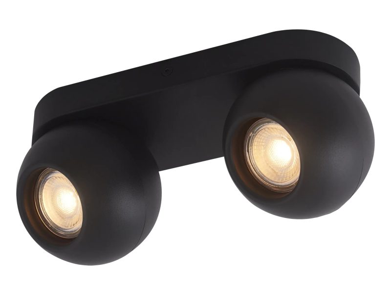 Fantasia Triton ceiling spotlight 2-light adjustable black aluminium GU10 excl.