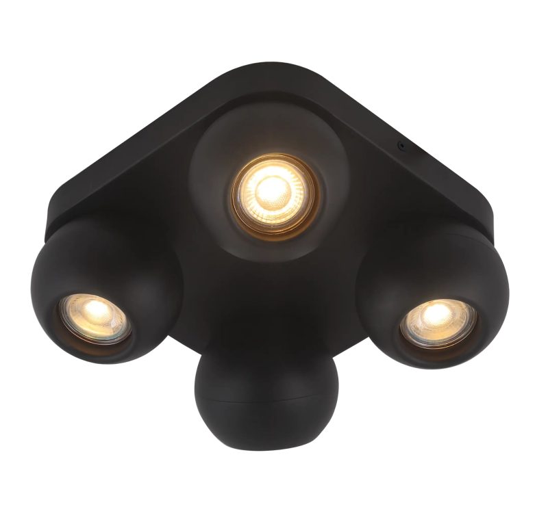 Fantasia Triton Deckenleuchte mit 4 GU10-Spots, quadratisch, schwarz