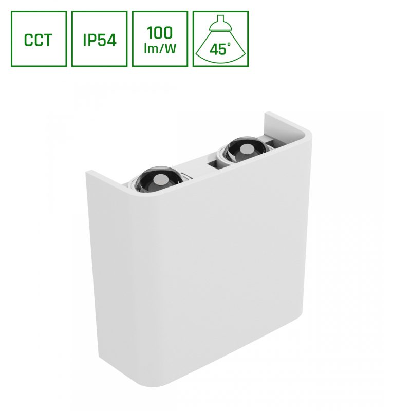 Spectrum LED LUNARIX 2 SCONCE 4W CCT 230V IP54 RA90 110X100X40MM WHITE UP/DOWN LIGHT