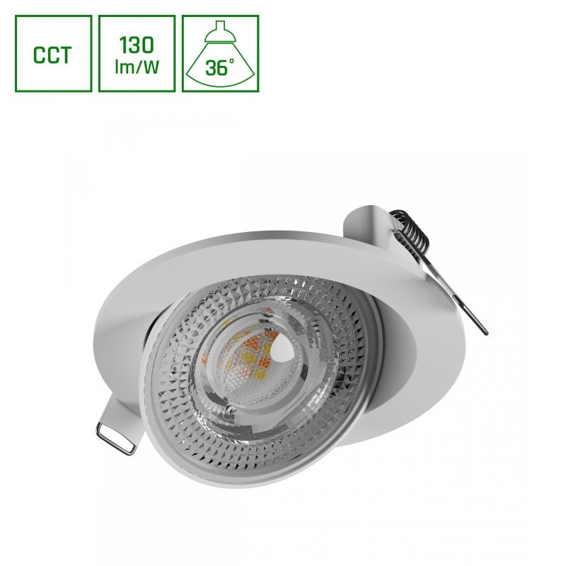 Spectrum LED MOBILO LED 6.5W CCT 230V 36DEG. IP20 FI105x35MM WHITE ROUND