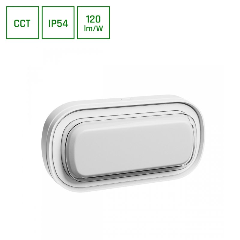 Spectrum LED PASTILO 10W 3CCT 230V 120DEG IP54 IK10 205x105x47mm WHITE OVAL