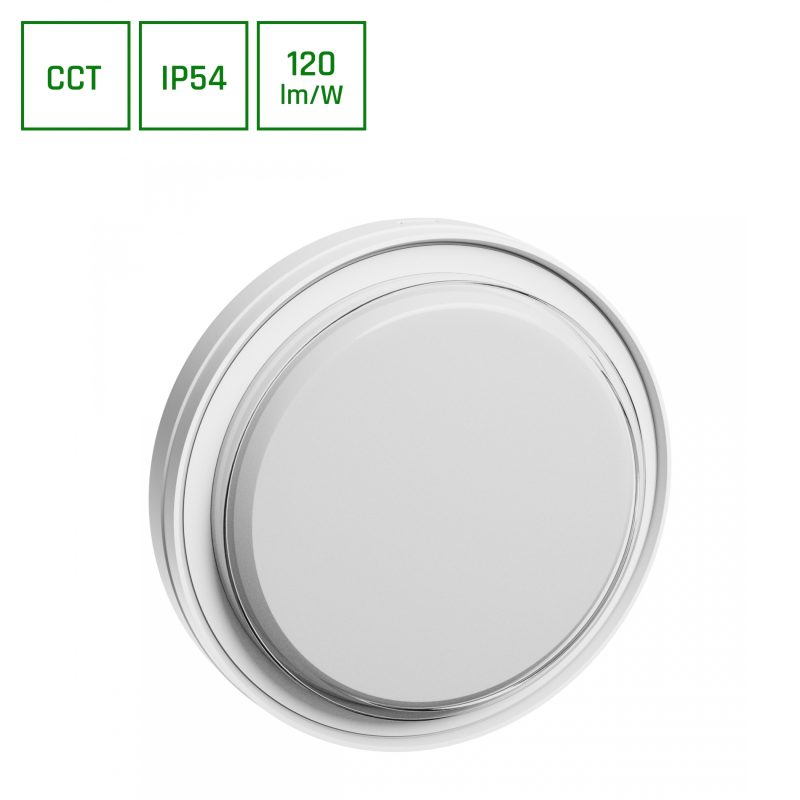 Spectrum LED PASTILO 15W 3CCT 230V 120DEG IP54 IK10 221x47mm WHITE ROUND