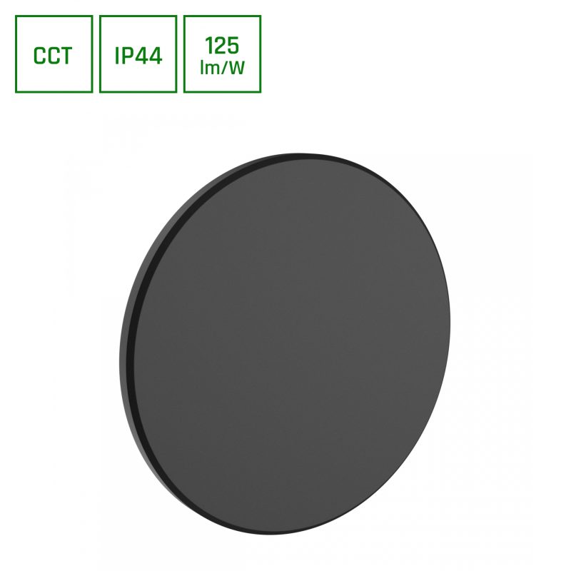 Spectrum LED PIATTA 12W CCT 230V IP44 180x47MM LAMPADA DA FACCIATA ROTONDA NERA