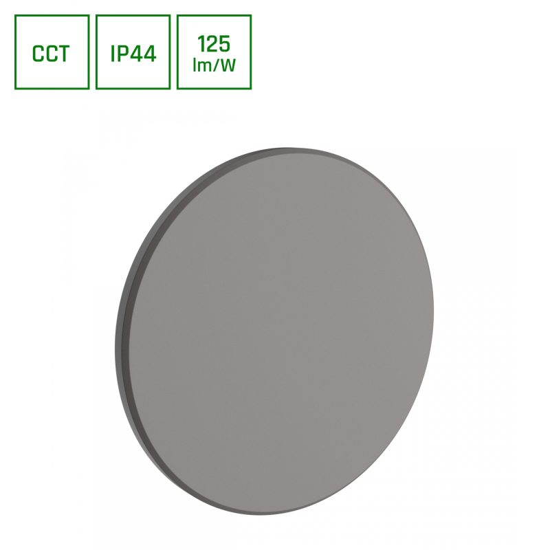 Spectrum LED PIATTA 12W CCT 230V IP44 180x47MM GRAY ROUND FACADE LAMP