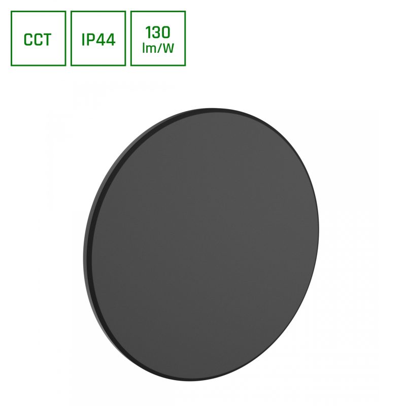 Spectrum LED PIATTA 18W CCT 230V IP44 250x47MM LAMPADA DA FACCIATA ROTONDA NERA