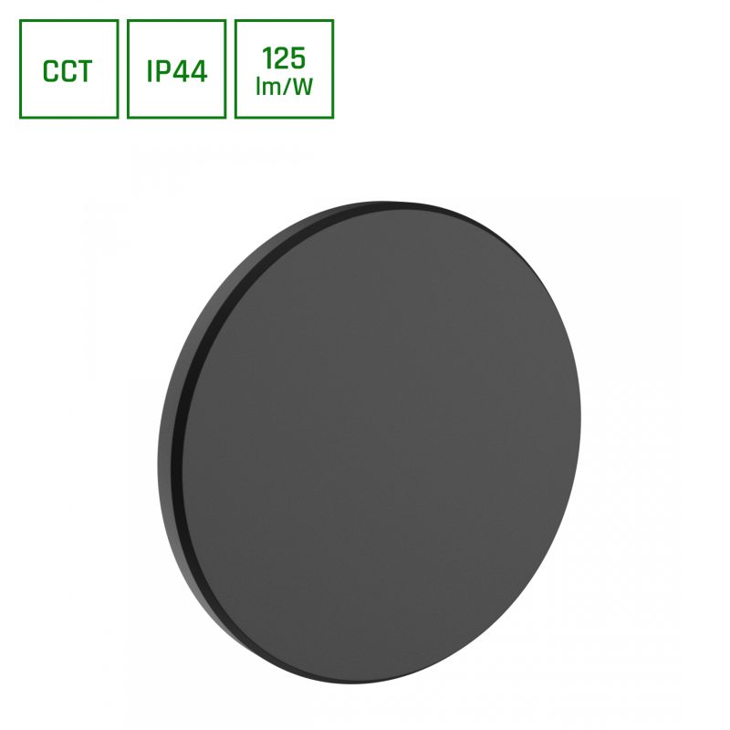 Spectrum LED PIATTA 9W CCT 230V IP44 120x47MM BLACK ROUND FACADE LAMP