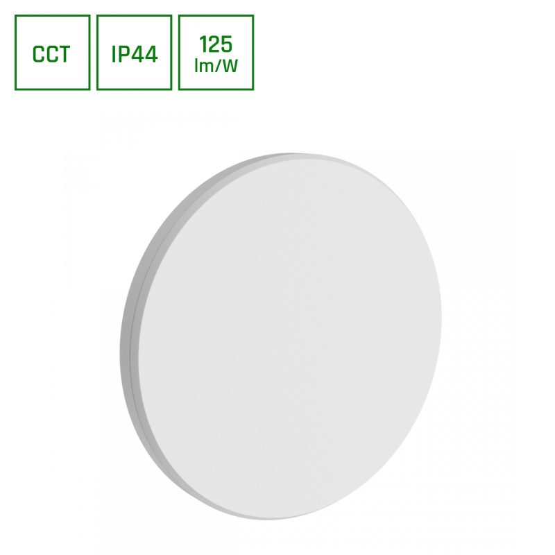 Spectrum LED PIATTA 9W CCT 230V IP44 120x47MM WHITE ROUND FACADE LAMP