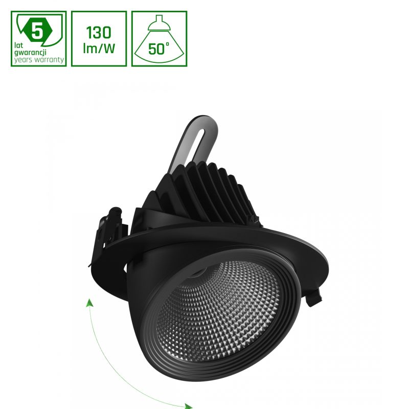 Spectrum LED SAL SILENA 2 830 27W 230V 50DEG BLACK WITH EMERGENCY MODULE