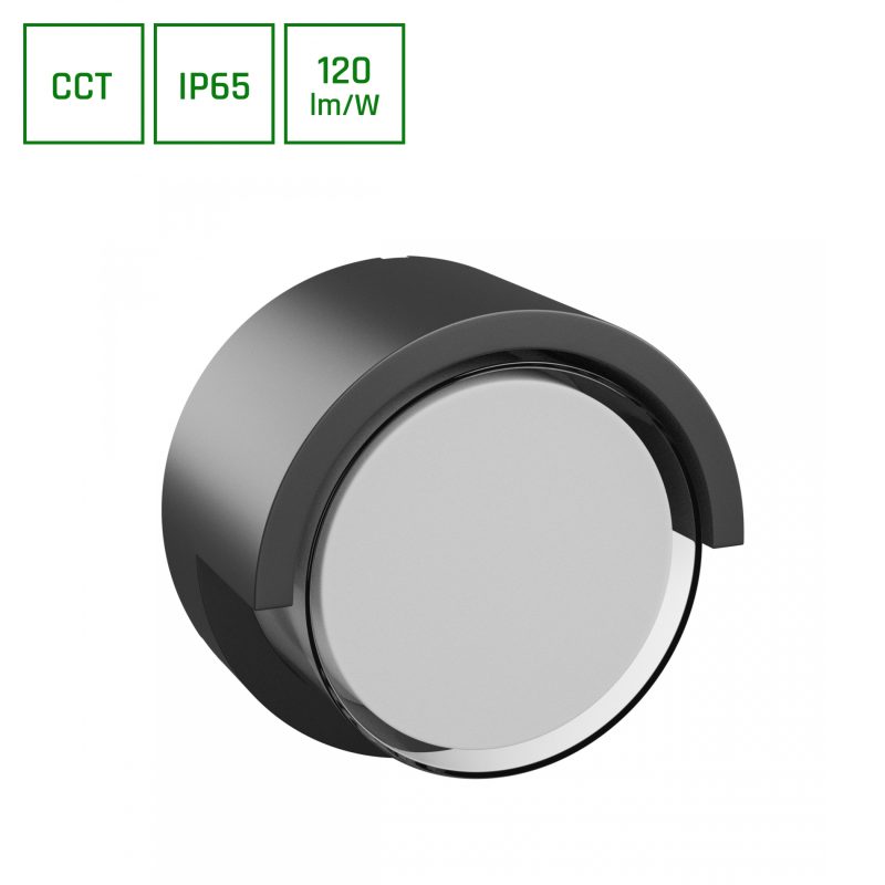 Spectrum LED VERTO ROUND EDGE 10W CCT 230V 160/120DEG IP65 170X100MM BLACK