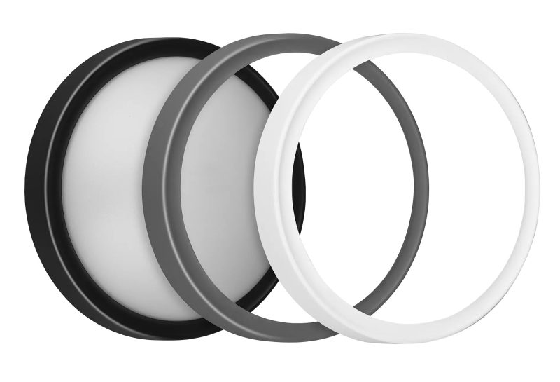 Fantasia Milo applique da esterno rotonda IP65, LED SMD 8W, anello nero/grigio/bianco