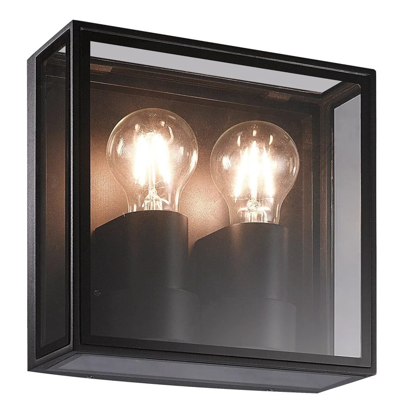 Fantasia Kelso applique da esterno 2x E27 nero opaco alluminio IP65