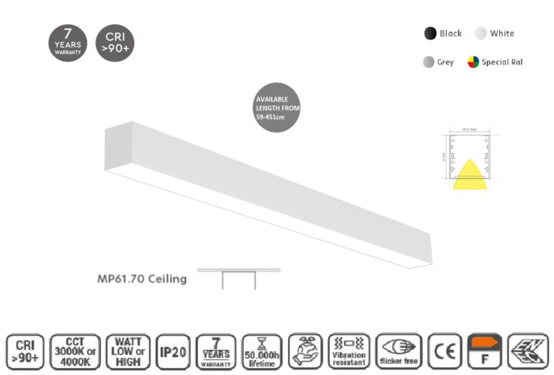 Masterlighting Homelighting MP61.70P-171-S-3-O-OF-WH 61.5x70mm 171cm