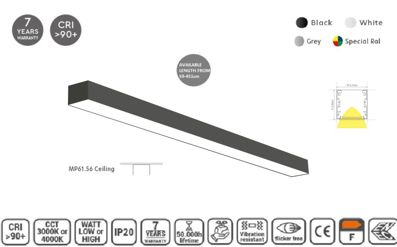 Masterlighting Homelighting MP61.56C-143-S-3-O-OF-BL 61.5x56mm 143cm
