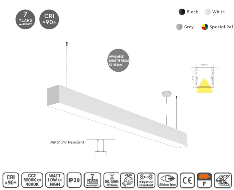 Masterlighting Homelighting MP61.70P-255-S-3-O-OF-WH 61.5x70mm 255cm
