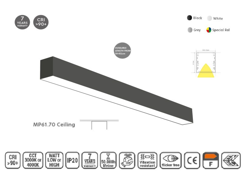 Masterlighting Homelighting MP61.70C-087-H-3-O-OF-BL 61.5x70mm 87cm
