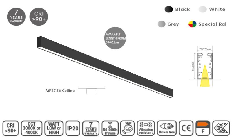 Masterlighting Homelighting MP27.56C-171-H-3-O-OF-BL 27.5x56mm 171cm