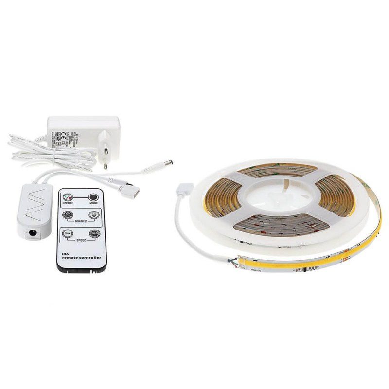 Optonica LED STRIP SET Power Supply 24V + Remote Control + 5M COB LED Strip Roll 360 SMD/M