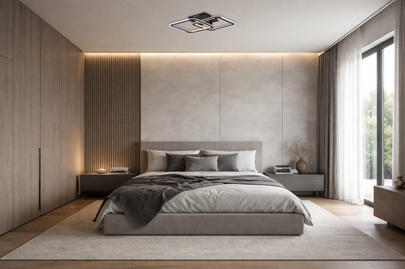 Optonica LED Ceiling Lamp CCT 30W Black Dimmable + Remote Control
