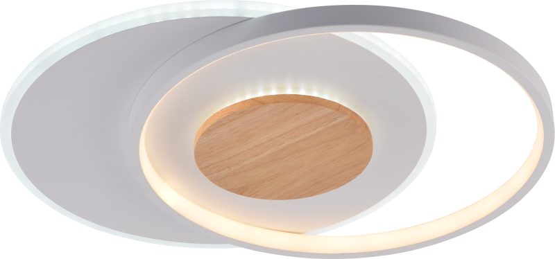 Optonica LED Ceiling Lamp CCT 54W White+Wood Dimmable + Remote Control
