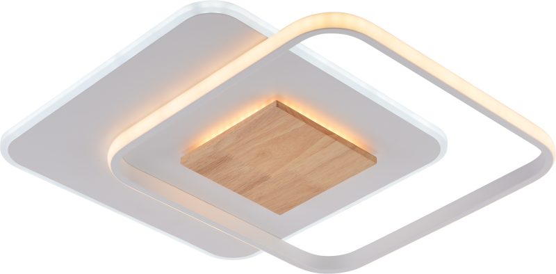 Optonica LED Ceiling Lamp CCT 60W White+Wood Dimmable + Remote Control