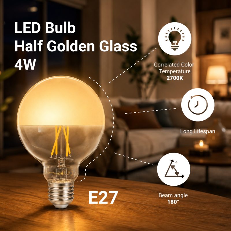 Optonica LED Bulb G95 E27 Half Golden Glass
